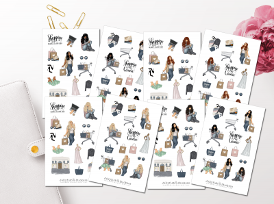 Mädchen Shopping Sticker Set